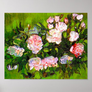 Poster Van Gogh Vie morte avec des roses roses roses