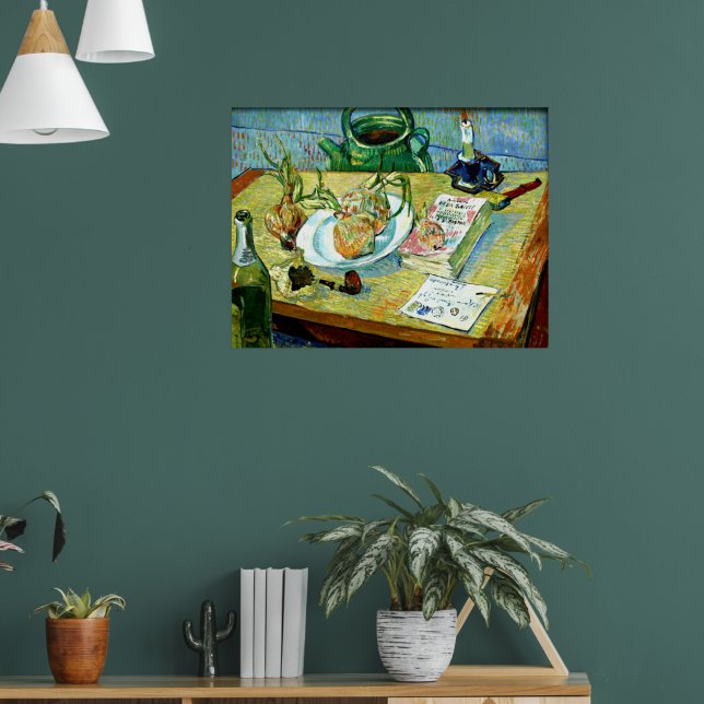 Poster Van Gogh - Vie morte avec une plaque d'oignons (Salon 1)