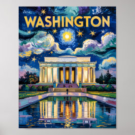 Poster Van Gogh Washington DC Travel Art Lincoln Memorial