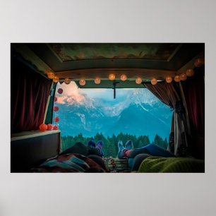 Poster Van Life in Mountains Dolomiti di Brenta, Italyvan