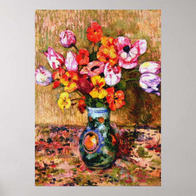 Poster Van Rysselberghe - Tulipes et Nasturtiums (Devant)