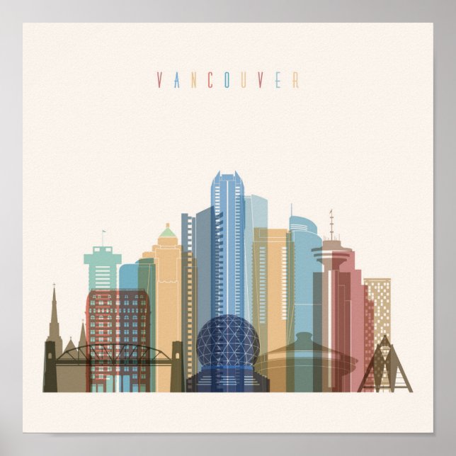 Poster Vancouver, Canada | Ville Skyline (Devant)