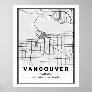 Poster Vancouver (Colombie-Britannique) Carte des villes 