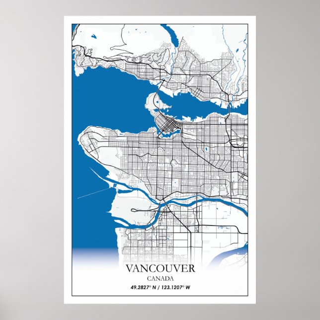 Poster Vancouver (Colombie-Britannique) Carte des villes  (Devant)