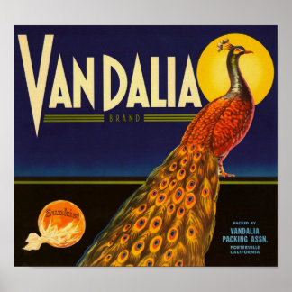 Poster Vandalia Marque Oranges Porterville Californie