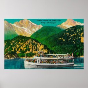 Poster Vapeur de touristes sur le lac diablo, Skagit