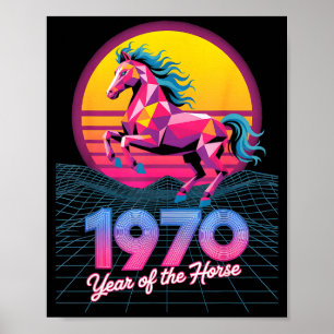 Poster Vaporwave 2026 Année Cheval 1978 48e Anniversaire
