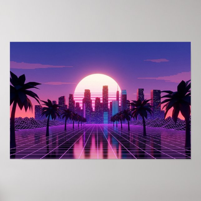 Poster Vaporwave Cityscape (Devant)