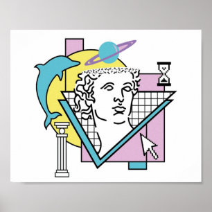 Poster Vaporwave Propre Cartoon Esthétique