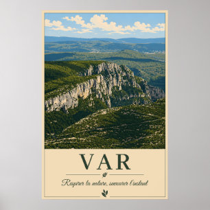 Poster Var Provence Rocky Cliffs Vintage