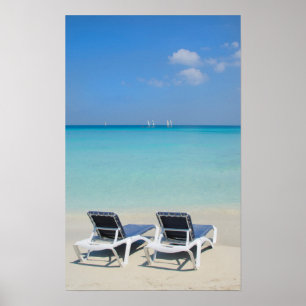 Poster Varadero, Cuba. Sable et chaises de plage
