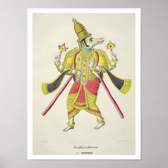 Poster Varaha, gravée par de Marlet (litho couleur) (Devant)