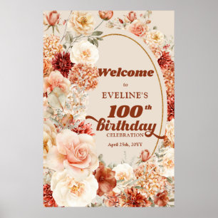 Poster Varié automne floral 100e anniversaire Bienvenue