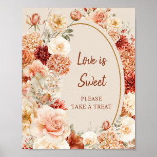 Poster Varié automne floral rouille ivoire L'amour est do
