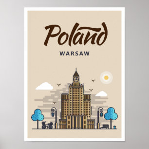 Poster Varsovie Pologne Art Voyage Illustration