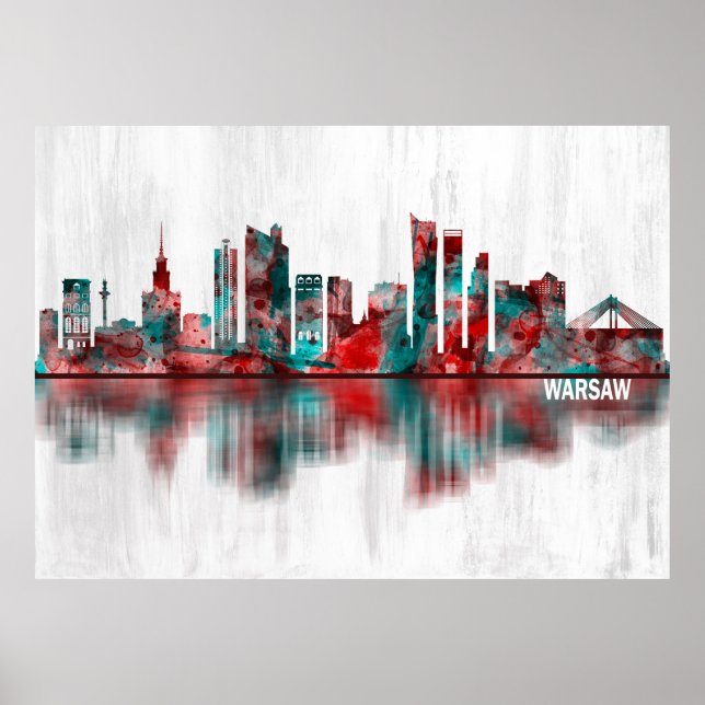 Poster Varsovie Pologne Skyline (Devant)