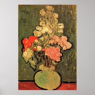 Poster Vase à vie morte avec Rose-potence par Van Gogh