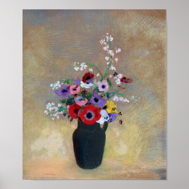 Poster Vase aux fleurs mixtes, Redon (Devant)