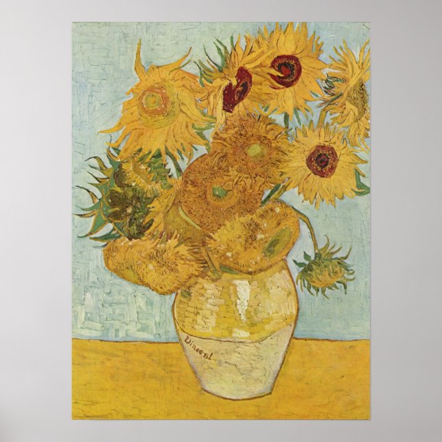 Poster Vase avec 12 tournesols - Vincent Van Gogh (1888) (Devant)