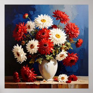 Poster Vase avec chrysanthèmes d'après Van Gogh