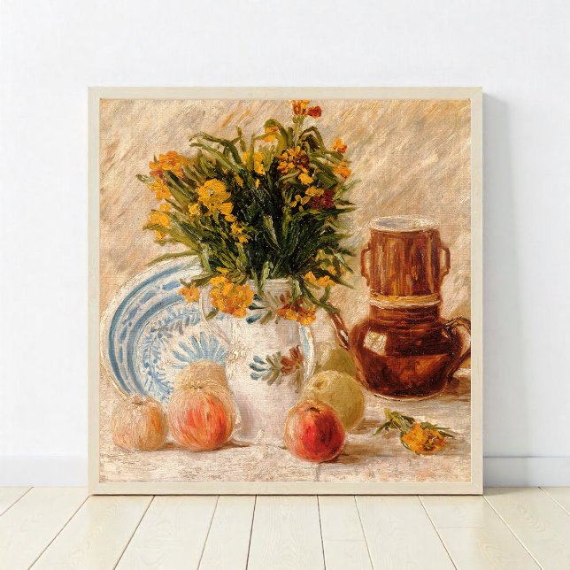 Poster Vase avec Fleurs, Café et Fruit, van Gogh (Créateur téléchargé)