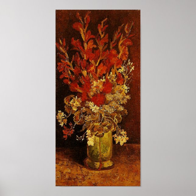 Poster Vase avec Gladioli & Carnations Van Gogh Art (Devant)