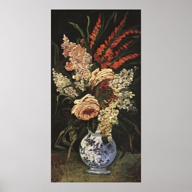 Poster Vase avec Gladioli et Lilac par Vincent van Gogh (Devant)