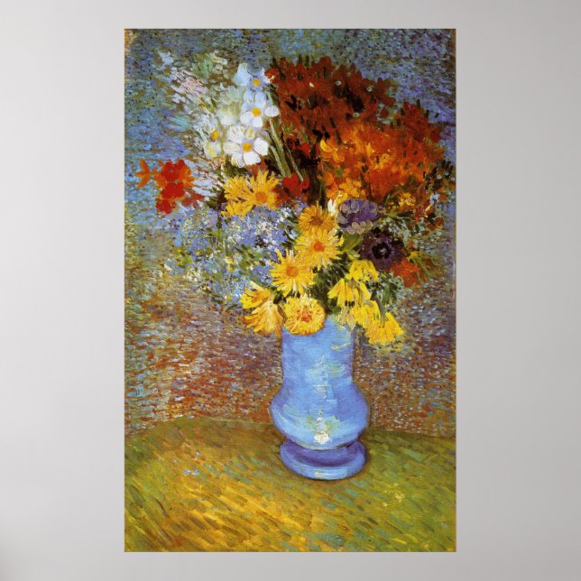 Poster Vase avec marguerites et anémones - Van Gogh (Devant)
