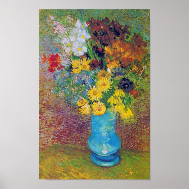 Poster Vase avec marguerites et anémones, Van Gogh (Devant)
