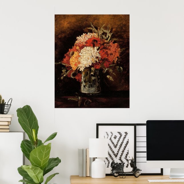Poster Vase avec oeillets par Vincent van Gogh (Bureau à domicile)