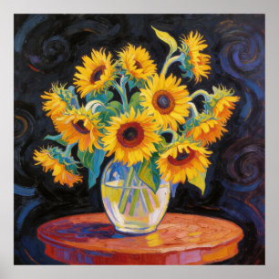 Poster Vase avec tournesols d'après Van Gogh