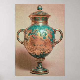 Poster Vase Chelsea et couvercle avec chinoiserie dorée