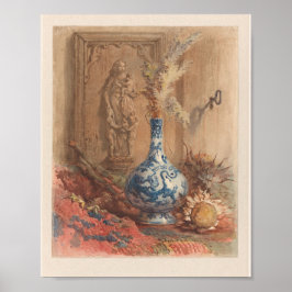 Poster Vase chinoise et tournesol séché
