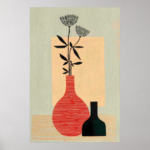 Poster Vase d'art mural moderne du milieu du XXe siècle,