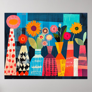 Poster Vase de fleurs abstrait moderne