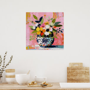 Poster Vase de fleurs coloré et vibrant