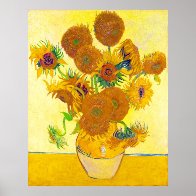 Poster Vase de quinze tournesols, Van Gogh (Devant)