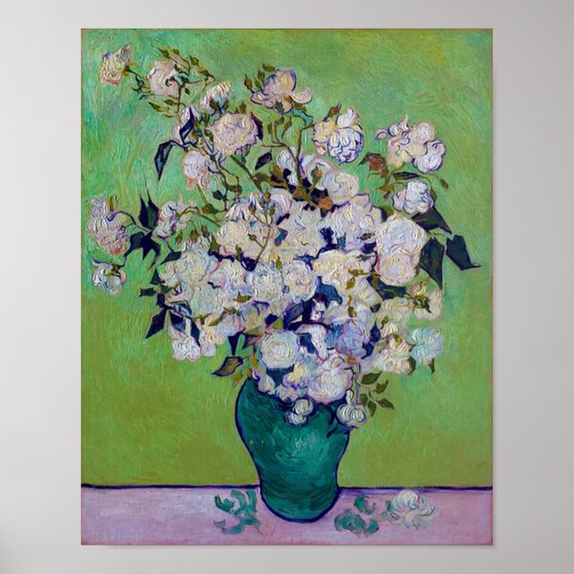 Poster Vase de Roses, Vincent van Gogh (Devant)