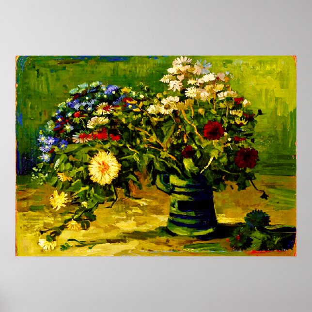 Poster Vase de Van Gogh avec des marguerites (Devant)