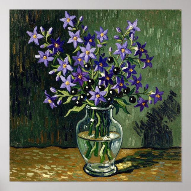 Poster Vase de Van Gogh avec Morelle noire (Devant)