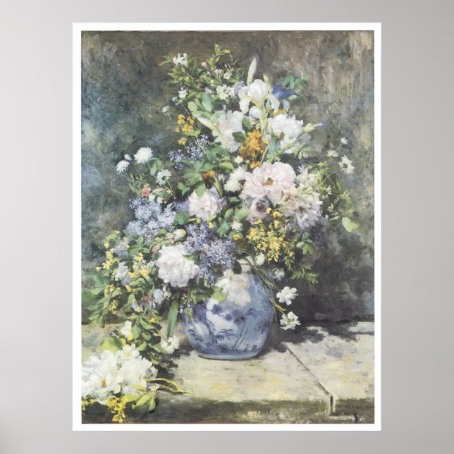 Poster Vase des fleurs, 1886 Pierre-Auguste Renoir (Devant)