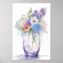 Vase des fleurs d'aquarelle Couleur pastel