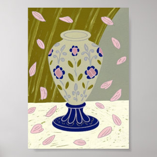 Poster Vase en céramique d'art populaire fantaisiste avec