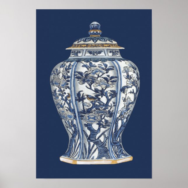 Poster Vase en porcelaine bleue et blanche de Vision Stud (Devant)