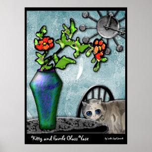 Poster Vase en verre Kitty et Favrile