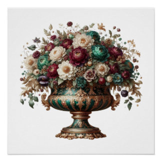 Poster Vase floral de Bavière victorien