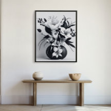 Vase minimaliste Rose d'encre Dessin élégant