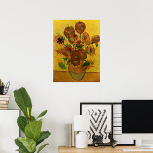 Poster Vase Still Life avec 15 tournesols Vincent van Gog