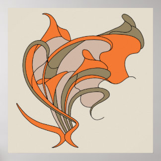 Poster Vector Art Nouveau élégance florale sur gris, carr