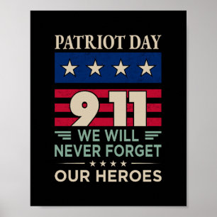 Poster Vector patriot jour 9 11 nous n'oublierons jamais 